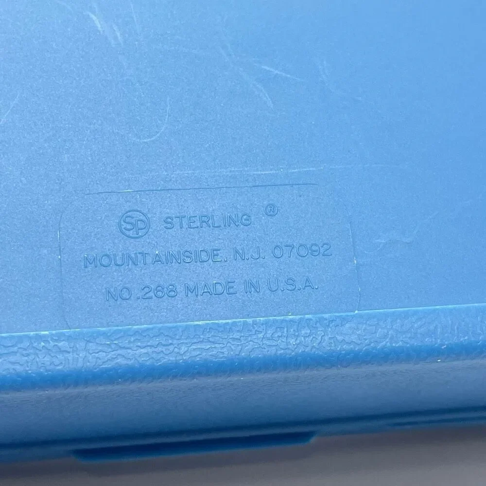 Vintage Sterling Plastics #268 School Box Blue Supplies USA Made 1985